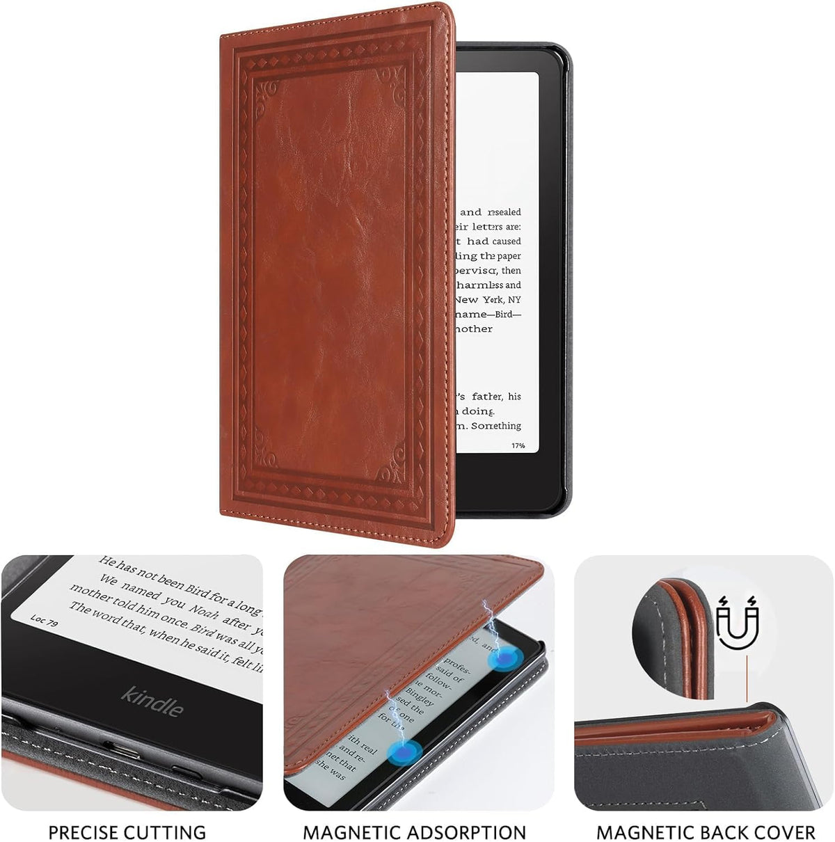 Case with Stand for Kindle Paperwhite 12Th Gen 2024 Released (7") & Kindle Colorsoft Signature Edition - Durable PU Leather Cover with Auto Sleep Wake, Card Slot, Hand Strap Feature, Vintage